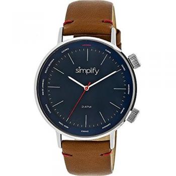 Simplify 3300 Unisex Brown/Navy Leather Strap Quartz Watch