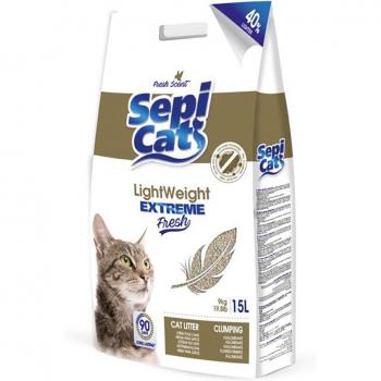 Sepicat LightWeight Extreme Fresh arena aglomerante ligera para gatos - 15 L, absorbente y aromática. Pack económico de 2 x 15 L disponible