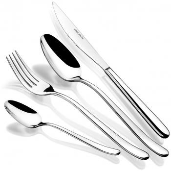 Juego de Cubertería Napoli de 24 Piezas, Diseño Elegante, Acero Inoxidable Pulido Brillante, Apto para Lavavajillas