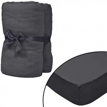 vidaXL 2x Sábana Bajera Cama Agua 200x200cm Gris Oscuro Cobija Cubrecama Manta