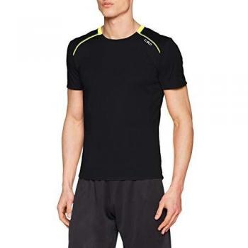 CMP Breathable Running T-Shirt with Antibacterial Treatment Camiseta, Hombre, Black, 50