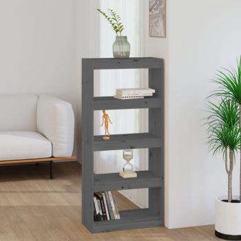 Librería/partición gris 60x30x135,5 cm madera maciza de pino
