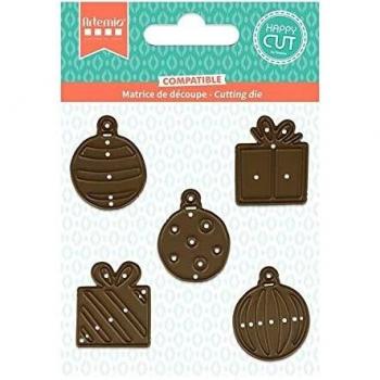 Troquel Fino Artemio 5 Piezas - Bolas de Navidad y Regalos