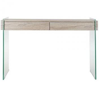 Mesa auxiliar DKD Home Decor, transparente, madera natural MDF y cristal templado 120 x 40 x 76 cm