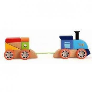 Andreu Toys- Wooden Stacking Train Set Puzzles, Color