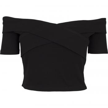 Urban Classics Ladies Off Shoulder Cross Rib tee, Camiseta sin Mangas para Mujer, Negro