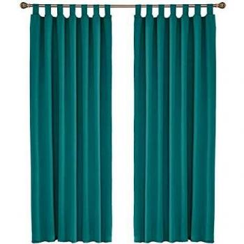 Amazon Brand - Umi Crotinas Opacas Blackout Termicas Aisantes de Salon Dormitorio Moderno con Trabillas 2 Piezas 140x240cm Turquesa