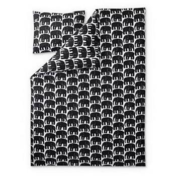 FINLAYSON ® Elefantti Juego de Funda nórdica y Funda de Almohada, algodón, Negro, 150 x 210 cm