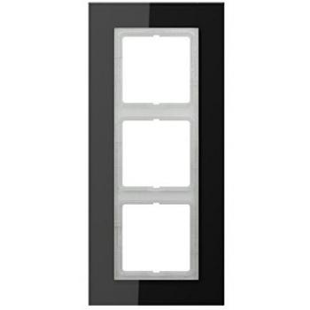 Marco triple LS Plus negro con cristal JUNG LSP 983 GL SW