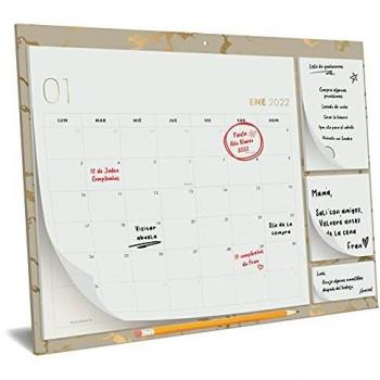 Calendario Familiar 2022, Oro – Vista Mensual, Planificador Familiar con 3 Notas Adhesivas – para la Pared o la Nevera, para Casa o como Organizador de Cocina – a Diciembre de 2022, 30x40cm