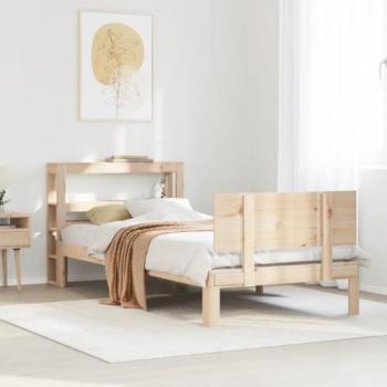Estructura de cama con cabecero de madera maciza de pino 90x190 cm
