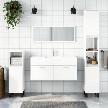 Mueble de baño con espejo blanco pulido en madera multicapa y acabado brillante