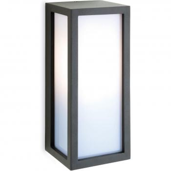 Aplique de pared exterior Warwick, grafito, IP54, difusor de ópalo, E27