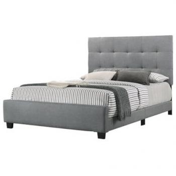 Cama de Matrimonio Emily 150cm Gris con Somier y Colchón Viscoelástico de 28 cm