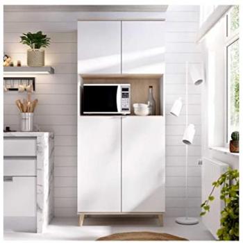 Despensa Auxiliar de Cocina con Estante Metre, Natural/Blanco, 80 x 40 x 189 cm