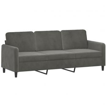 Velvet 3-Seater Sofa in Dark Grey - 180 cm (70.9)