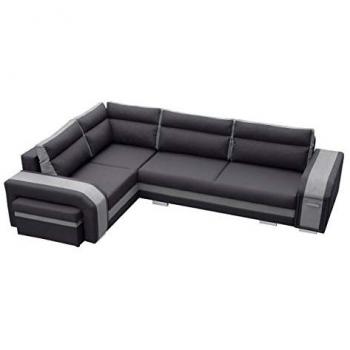 Sofá rinconero Kingsport 100 con función de descanso y caja de ropa de cama, 300x200x90cm, tapizado en Inari 96 + Inari 91