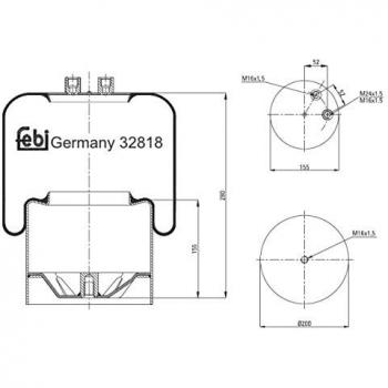 Fuelle de suspensión neumática FEBI BILSTEIN 32818 para Mercedes-Benz ATEGO 3 y MAN TGA