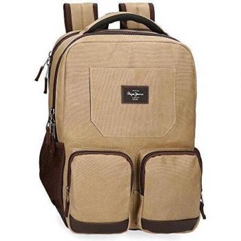 Mochila para portátil 15,6 Pepe Jeans JASP Dos Compartimentos, 32x46x15 cm, Marrón