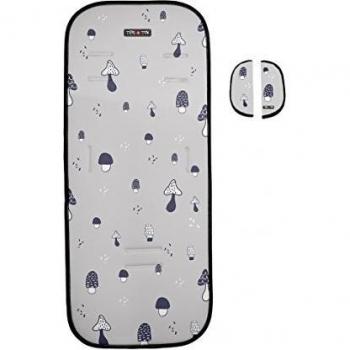 Tris&Ton colchoneta silla de paseo ligera universal para carrito cochecito bebe transpirable de microfibra + protección de arneses