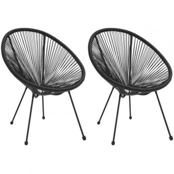 Sillas de jardín Moon 2 unidades ratán negro