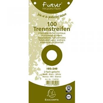 Paquet 100 Fiches Intercalaires Horizontales Unies Perforees Forever - 105x240mm