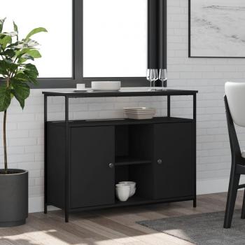 Aparador de madera de ingeniería 100x35x80 cm, Mueble de Almacenaje de Salón, Buffet para salón, Armario Auxiliar, Armario de Almacenamiento en color negro
