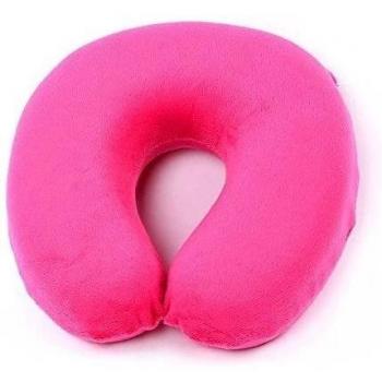 Rosa Head Rest de espuma viscoelástica Comfort Cuello Oficina de Apoyo Suave Coche Avión de viaje en forma de U almohada cojín con cremallera lavable funda
