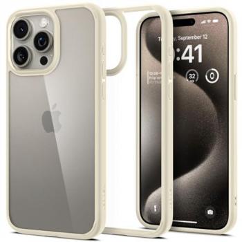 Funda Spigen Ultra Hybrid para iPhone 15 Pro Max - Beige, Protección de Policarbonato y TPU