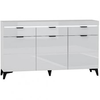 Aparador LED Estratificado Blanco 3 Puertas 3 Cajones