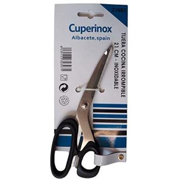 Tijeras de Cocina Profesional Cuperinox - Acero Inoxidable 21 cm - Mango Ergonómico Negro - Para Carne, Pollo y Pescado - Apta para Lavavajillas