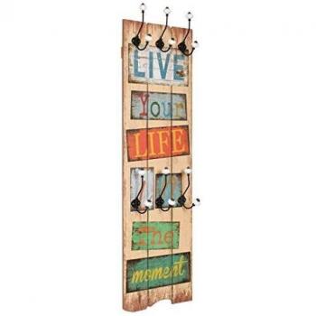 vidaXL Perchero Pared Live Life con 6 Ganchos 120x40cm Decoración Casa Hogar