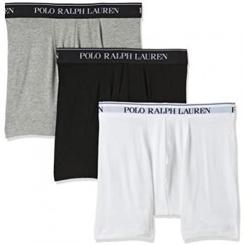 Polo Ralph Lauren Men's 3-Pack Boxer Briefs - Black, Grey, White - Size L - Cotton Homewear