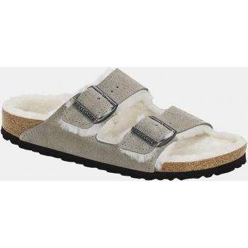 Birkenstock Arizona Shearling Slippers for Women - Gray, Narrow Fit