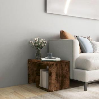 Mesa baja de roble ahumado 59x36x38 cm en madera multicapa