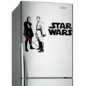 (60x 42cm) Star Wars vinilo adhesivo de pared/Obi Wan Kenobi & Anakin Skywalker con espada láser Die Cut Decoración Autoadhesivo Pegatina + Gratis Adhesivo Regalo.