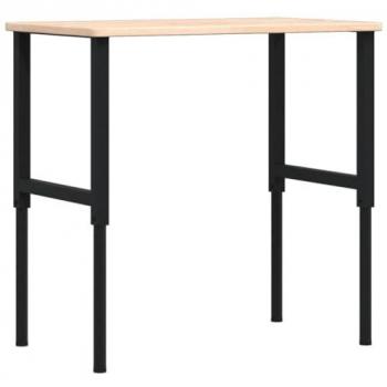 Banco de trabajo rectangular de madera maciza 100x60x(71,5-98) cm