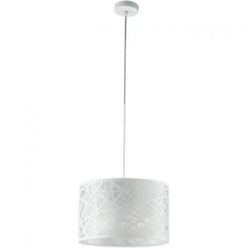 Lámpara colgante Batik 1 bombilla Acero blanco, Plafón Colgante Cilíndrico Blanco 35x22cm