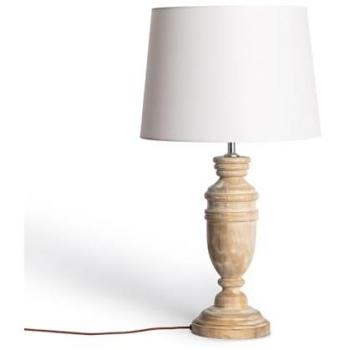 Lámpara de Mesa Madera Hausa ILUZZIA 600xØ350 mm Blanco Viejo E27 Casquillo Gordo Decoración Salón, Habitación, Dormitorio