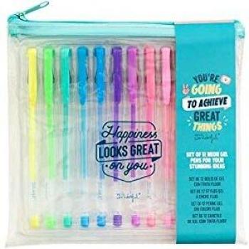 Mr. Wonderful Set of 12 coloured pens - Happiness looks great on you, WOA11151EM