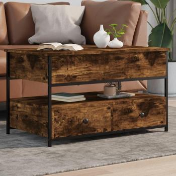 Mesa de centro de madera de ingeniería y metal 85x50x50 cm, colores disponibles: Negro, Roble Sonoma, Roble ahumado; ideal para salón o comedor, mesa auxiliar o mesa de café