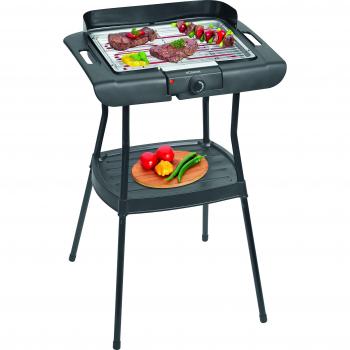Bomann BQS 2244 CB - Barbacoa eléctrica con patas, parrilla cromada de 35,5 x 24,5 cm, 2000 W, color negro