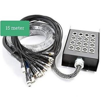 Cabo de Audio Multipar 12 Entradas XLR F/4 Salidas XLR M - 15 metros - Conectores Metálicos