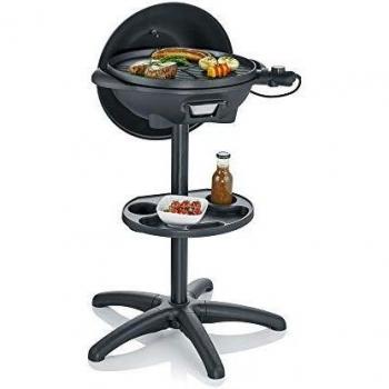SEVERIN PG 8541 Barbacoa Eléctrica de Pie con Tapa, Termómetro, Cortavientos y Estante, 2000W - Negro