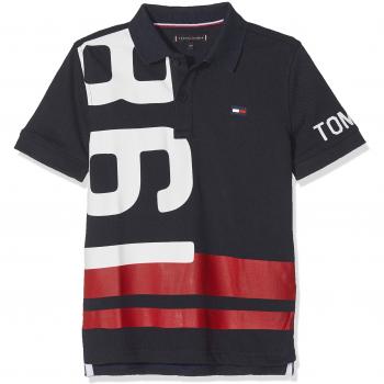 Tommy Hilfiger Nautical Numbers Polo S/s, Niños, Azul