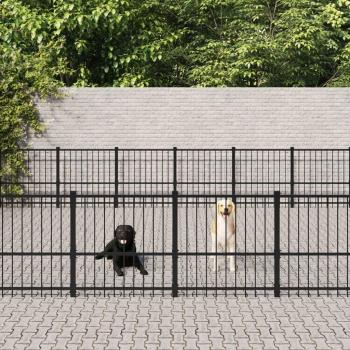 Jaula para perros de acero al aire libre 45,16 m² Vidaxl Negro