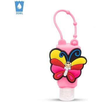 Llavero Botella higienizante de manos alcohol rellenable 30 ml con diseño mariposa