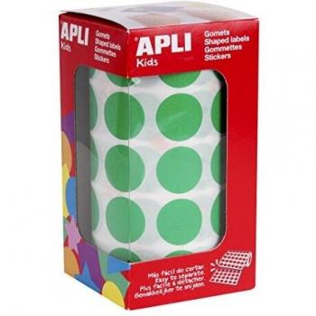 APLI Kids - Rollo de gomets redondos 20,0 mm, color verde
