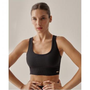 Top deportivo sujeción media Jari - Black - L