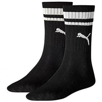 Puma Crew Heritage Stripe 2P, Calcetines unisex, Negro, 43-46
